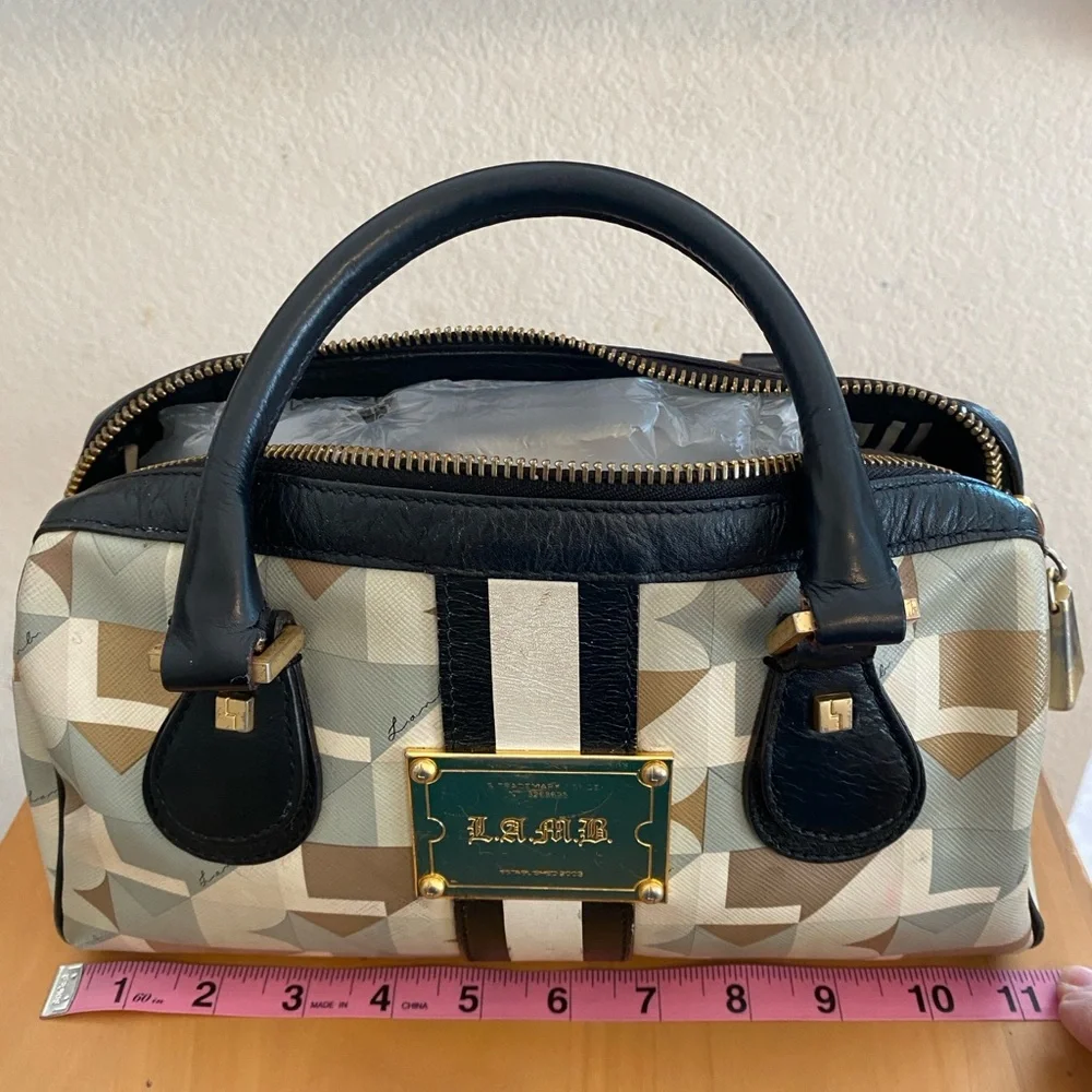 L.A.M.B Gwen Stefani Satchel Small Bag Leather,PVC,Geometric, Gold Hardware - Picture 10 of 16